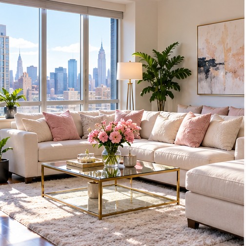 Bright, beautifully cleaned and organized living room